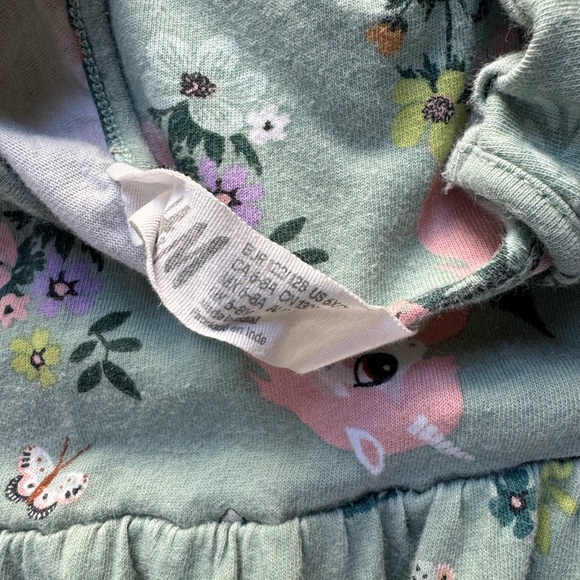 3 FOR $15 H&M long sleeve jersey dress green unicorn woodland print - 6-8 yrs - Picture 4 of 4